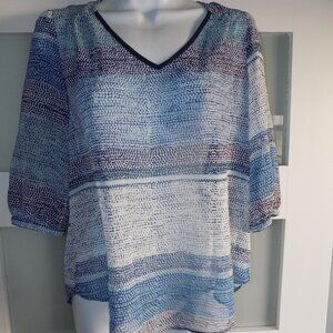 B Wear Multi-Colored 3/4 Sleeve Sheer Blouse Size S Women's